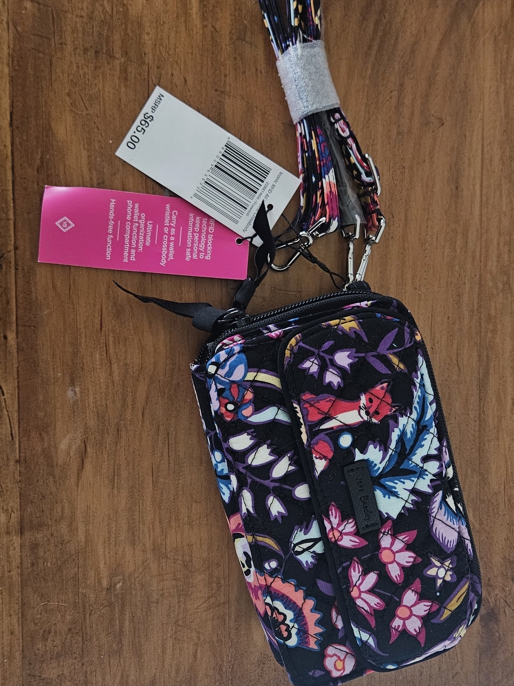 Vera Bradley Iconic RFID All in One Crossbody Black & Pink NWT